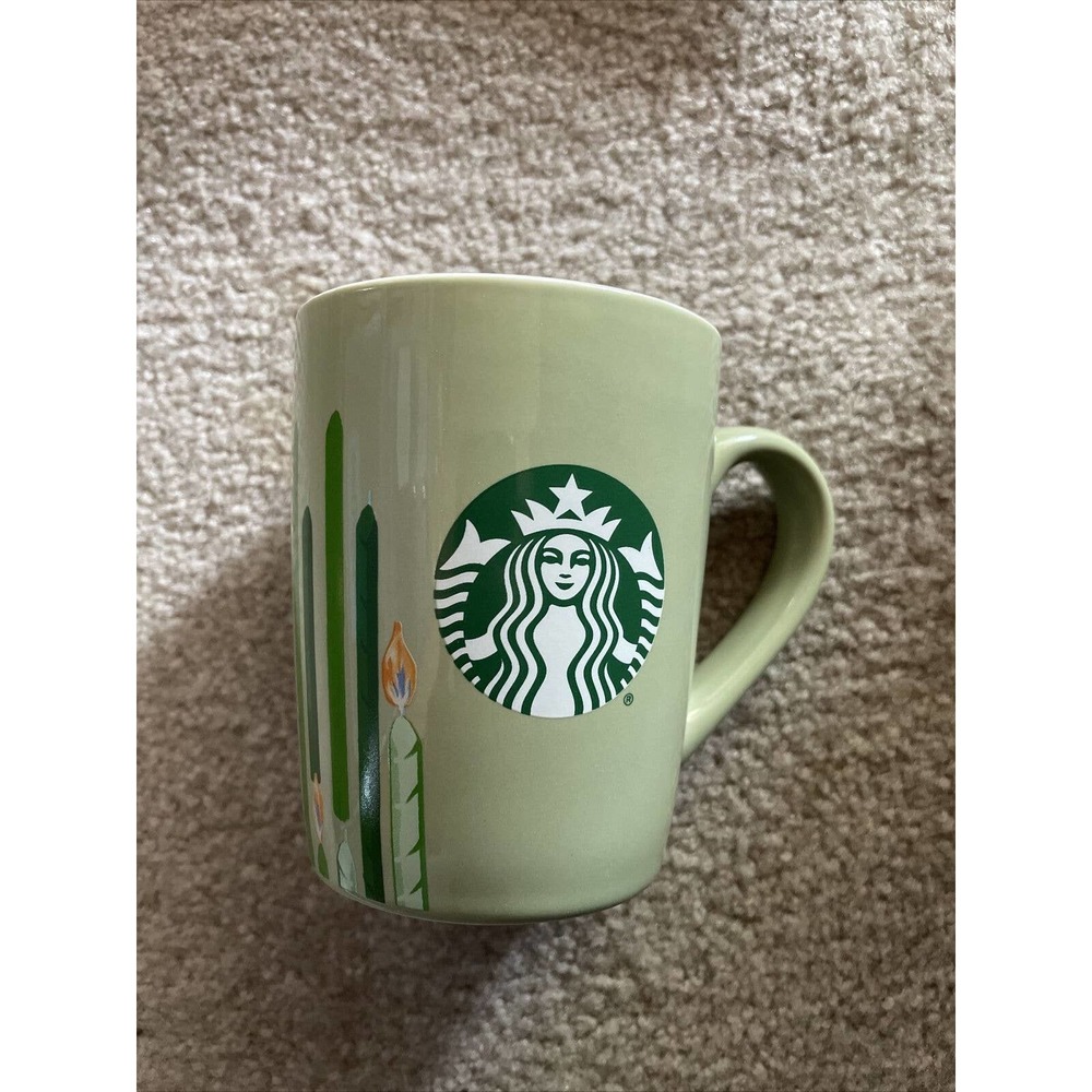 STARBUCKS 2021 BIRTHDAY CANDLES PRINT COFFEE MUG TEA GREEN CUP MUG - 10 OZ